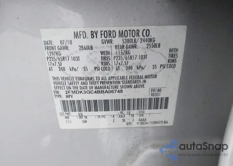 2011 Ford Edge Se z USA, uszkodzony, nr VIN 2FMDK3GC4BBA06748